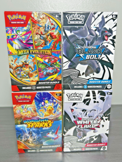 Pokemon Black Bolt White Flare Surging Sparks Mega Evo Booster Bundle x4 ⚡💎 - Image 3