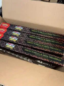 4x Pokemon Paldean Fates Great Tusk EX and Iron Treads EX Premium Collection Box - Image 2