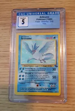 1999 Pokemon Articuno Fossil Holo Card Unlimited CGC 5 - Image 1