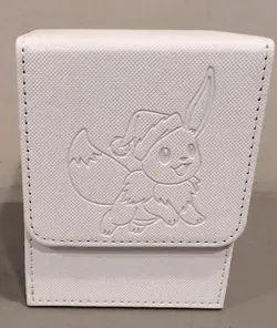 Pokemon Christmas Eevee White Leatherette Flip Card Deck Box Magnetic Closure - Image 1