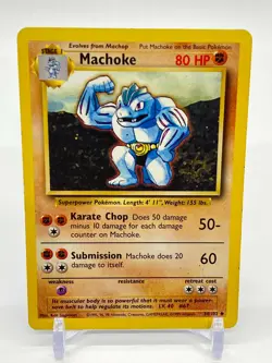 1999 MACHOKE 34/102 Pokemon Base Set Card LP/MP WOTC - Image 1