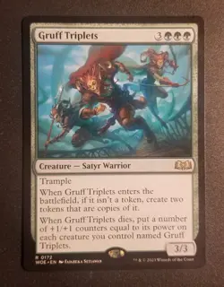 MTG 1xGruff Triplets, NM, Wilds of Eldraine, Trample +1/+1 Counters Token Copies - Image 1