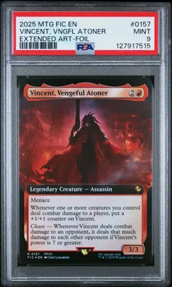 VIncent Vengeful Atoner Extended Art FOIL 2025 MTG Final Fantasy #0157 PSA 9 - Image 1