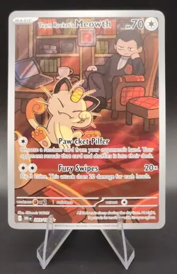 2025 Pokemon SV Destined Rivals Team Rocket's Meowth Illustration Rare #203/182 - Image 1