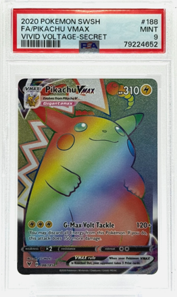 Pokemon Pikachu VMAX Vivid Voltage 188/185 Rainbow Secret Rare PSA 9 Mint TCG - Image 1