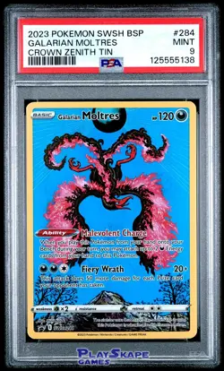 Pokemon Card PSA 9 Galarian Moltres SWSH284 Alt Art Promo Crown Zenith 2023 #1 - Image 1