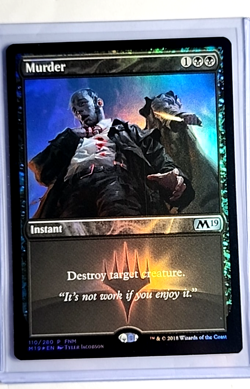 2018 MTG Magic the Gathering Core 2019 M19 FNM Promo Foil #110 Murder Black Card - Image 1