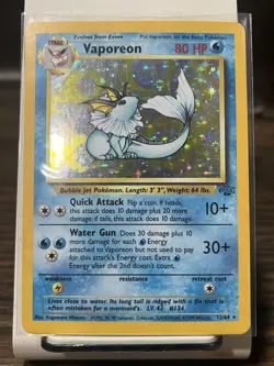 Vaporeon Fossil 12/64 Holo Unlimited Rare 1999 Pokemon TCG Card LP - Image 1