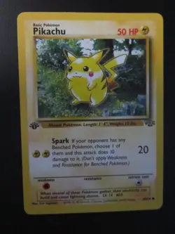 PIKACHU POKEMON CARD 1ST EDITION 60/64 JUNGLE NON HOLO NEVER PLAYED NM- - Image 1