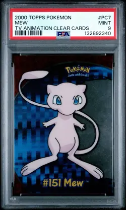 2000 Topps Pokemon TV #PC7 Mew Clear Card Animation Series 3 PSA 9 MINT - Image 1
