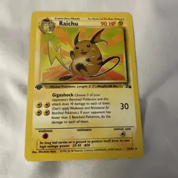 Raichu 29/62 1st Edition Rare Non-Holo Fossil Set Pokemon Card LP - Image 1