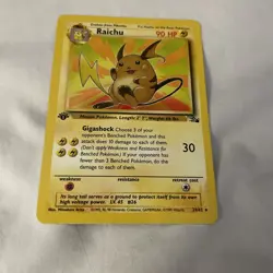 Raichu 29/62 1st Edition Rare Non-Holo Fossil Set Pokemon Card LP - Image 2
