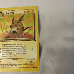 Raichu 29/62 1st Edition Rare Non-Holo Fossil Set Pokemon Card LP - Image 3