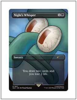 1x Night's Whisper, Non-Foil, Spongebob Squarepants Secret Lair Drop, MTG NM - Image 1