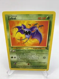 Zubat 57/62 Fossil Non-Holo Pokemon Card TCG Kagemaru Himeno LP - Image 1