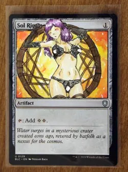 Sol Ring Altered Art Hand Painted MTG Magic the Gathering Anime Girl Lilianna - Image 1