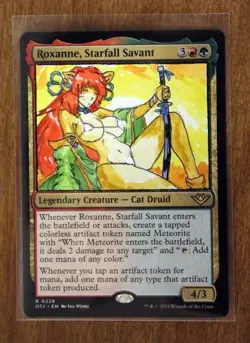 Roxanne, Starfall Savant Altered Art Hand Painted MTG Magic the Gathering Anime - Image 1