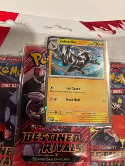 Pokemon TCG Destined Rivals Zebstrika 3-Pack Blister Sealed Zebstrika Promo Card - Image 2
