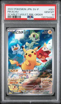 2022 POKEMON JAPANESE SV PROMO SCARLET & VIOLET PRE-ORDER #001 PIKACHU PSA 10 - Image 1