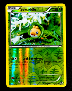 2013 Pokemon SEWADDLE Legendary Treasures REVERSE HOLO B&W Yuka Morii Card 9/113 - Image 2