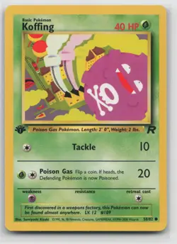 1st Edition Vintage Pokemon Card Koffing Common Team Rocket 58/82 - Image 1