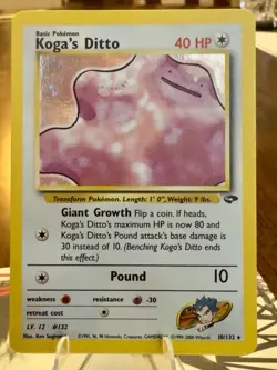 Pokemon TCG Koga's Ditto 10/132 Gym Challenge Holo Rare Card Unlimited Ungraded - Image 1