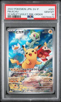 2022 POKEMON JAPANESE SV PROMO SCARLET & VIOLET PRE-ORDER #001 PIKACHU PSA 10 - Image 1