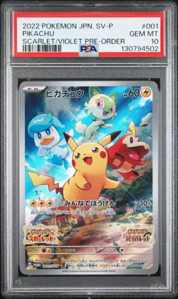 2022 POKEMON JAPANESE SV PROMO SCARLET & VIOLET PRE-ORDER #001 PIKACHU PSA 10 - Image 1