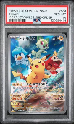 2022 POKEMON JAPANESE SV PROMO SCARLET & VIOLET PRE-ORDER #001 PIKACHU PSA 10 - Image 1