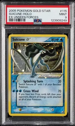 2005 POKEMON EX UNSEEN FORCES GOLD STAR #115 SUICUNE-HOLO PSA 9 - Image 1