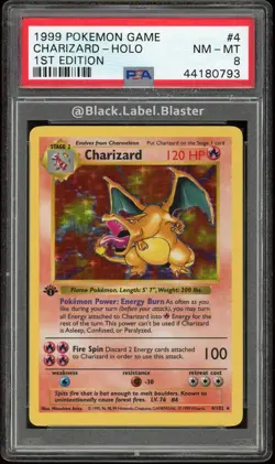 1999 Pokemon Base Set Charizard 1st Edition Holo Card #4 - PSA 8 - (4 CERT) - Image 1