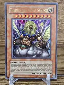 Yugioh! Theinen The Great Sphinx Ultra Rare Unlimited Holo LP Vintage - Image 1