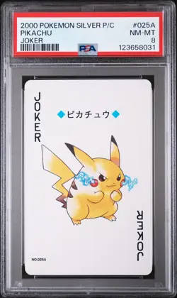2000 POKEMON SILVER VERSION PLAYING CARDS JOKER #025A PIKACHU PSA 8 - Image 1
