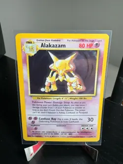 1999 Pokemon Base Set Alakazam Holo 1/102 WotC Vintage Holographic Card - (LP) - Image 1