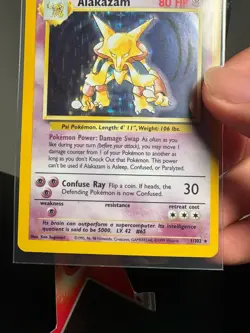 1999 Pokemon Base Set Alakazam Holo 1/102 WotC Vintage Holographic Card - (LP) - Image 4
