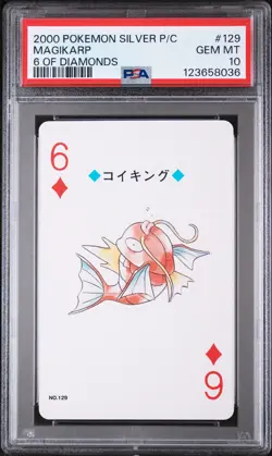 2000 POKEMON SILVER VERSION PLAYING CARDS 6 OF DIAMONDS #129 MAGIKARP PSA 10 - Image 1