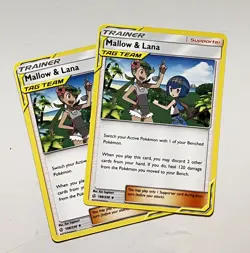Mallow & Lana 198/236 2x x2 Pokemon Card 2019 Cosmic Eclipse LP - Image 1