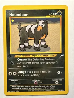 1st Edition Houndour - 43/105 Neo Destiny Pokemon TCG Vintage WOTC Card NM - Image 1