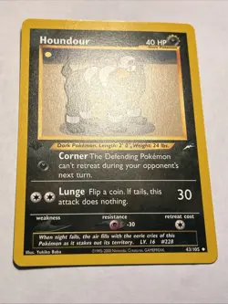 1st Edition Houndour - 43/105 Neo Destiny Pokemon TCG Vintage WOTC Card NM - Image 3