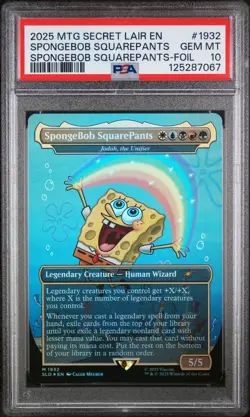 2025 MTG SECRET LEGENDS OF BIKINI BOTTOM-FOIL SPONGEBOB SQUAREPANTS PSA 10 - Image 1
