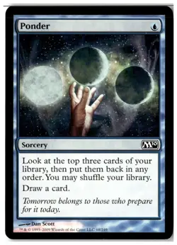 MTG Ponder - Magic 2010 (M10) Discoloration Heavily Played English - Image 1