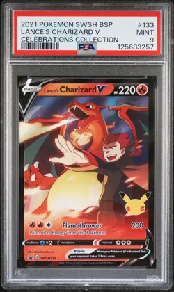 2021 POKEMON SWSH PROMO CELEBRATIONS COLLECTION LANCE'S CHARIZARD V PSA 9 - Image 1