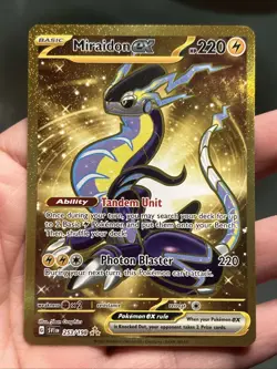 Pokemon TCG Scarlet & Violet Base Set Miraidon ex 253/198 Hyper Rare Gold Holo - Image 1