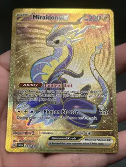 Pokemon TCG Scarlet & Violet Base Set Miraidon ex 253/198 Hyper Rare Gold Holo - Image 2