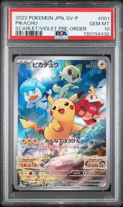 2022 POKEMON JAPANESE SV PROMO SCARLET & VIOLET PRE-ORDER #001 PIKACHU PSA 10 - Image 1