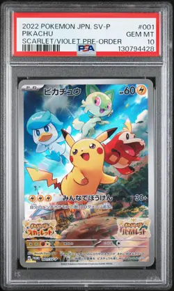 2022 POKEMON JAPANESE SV PROMO SCARLET & VIOLET PRE-ORDER #001 PIKACHU PSA 10 - Image 1
