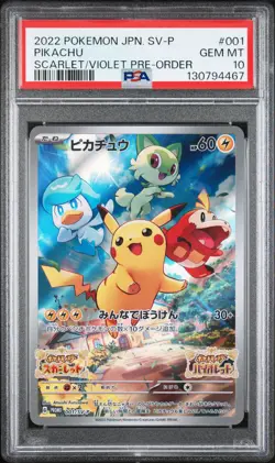 2022 POKEMON JAPANESE SV PROMO SCARLET & VIOLET PRE-ORDER #001 PIKACHU PSA 10 - Image 1
