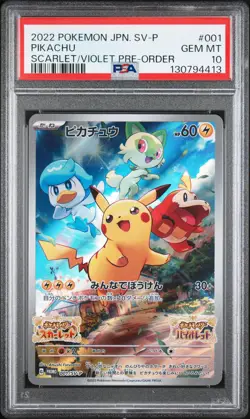 2022 POKEMON JAPANESE SV PROMO SCARLET & VIOLET PRE-ORDER #001 PIKACHU PSA 10 - Image 1