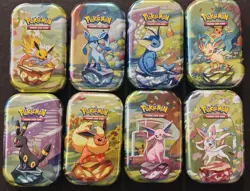 Pokemon TCG: Scarlet & Violet Prismatic Evolutions 8 EMPTY Tins with Coins Lot - Image 1