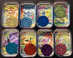 Pokemon TCG: Scarlet & Violet Prismatic Evolutions 8 EMPTY Tins with Coins Lot - Image 2